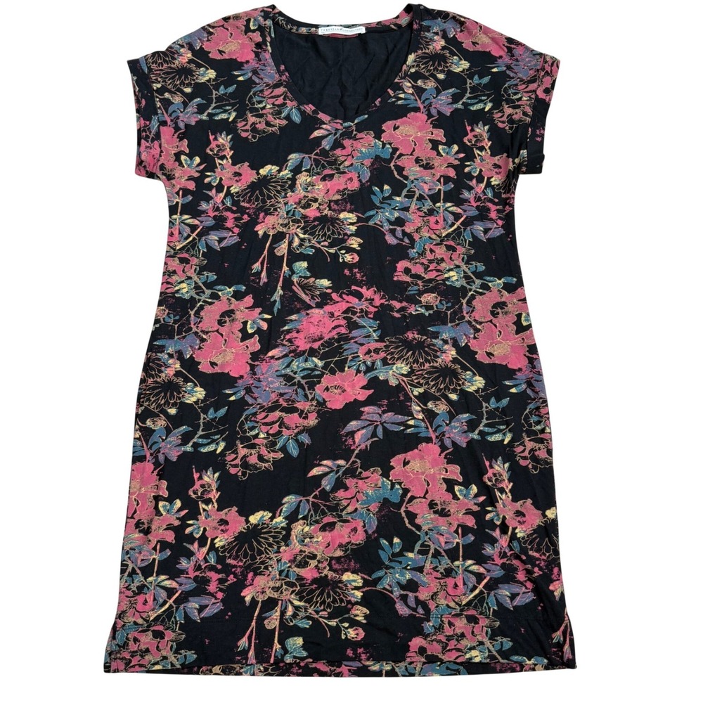 Peruvian Connection Floral V-Neck Pima Cotton Dress Women Size M Black
Boho